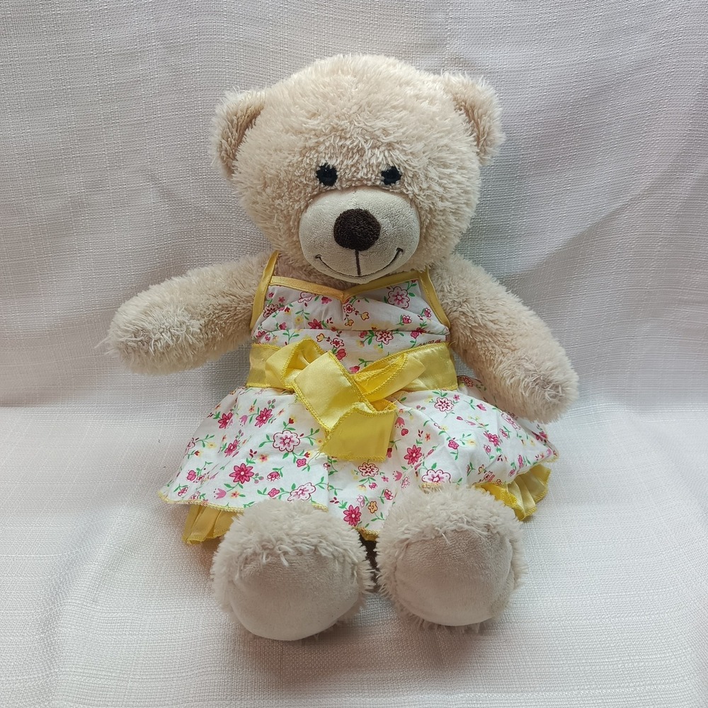 Build A Bear Beige Teddy Bear 2010 Floral Dress Kids